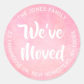 Wir haben rosa Aquarellfarben-Rücksendeadressen-Au Runder Aufkleber (Vorderseite)