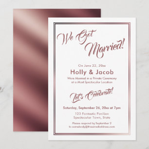 Wir haben Rose Gold auf Weiß geheiratet, Rezeption Einladung