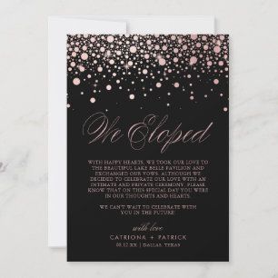 Wir haben Rose Gold Foil Confetti Black Wedding Ankündigung