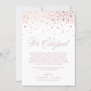 Wir haben Rose Gold Foil Confetti White Wedding Ankündigung