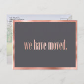 Wir haben Rose Gold Foto Moving Ankündigung Postkarte (Vorne/Hinten)