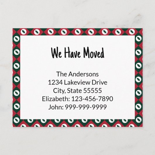 Wir haben rote grüne Weihnachtsbaummuster verschob Postkarte (Vorderseite)