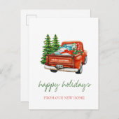 Wir haben Rote Lkw-Kiefern umgezogen, Urlaub Ankündigungspostkarte (Vorne/Hinten)