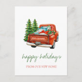 Wir haben Rote Lkw-Kiefern umgezogen, Urlaub Ankündigungspostkarte (Vorderseite)