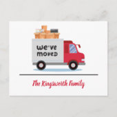 Wir haben roten LKW bewegt moderne, einfache perso Ankündigungspostkarte (Vorderseite)