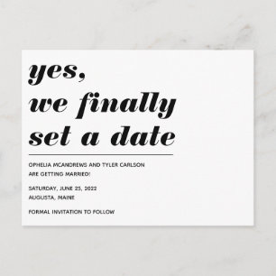 Wir haben Save the Date ein Date Fett Typografie-F Postkarte
