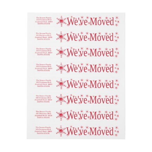 Wir haben Schneeflocke-Weihnachten bewegt Rundum-Adressaufkleber (Bogen)