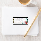 Wir haben Schwarz-Weiß-Streifen mit Blume verschob Adressaufkleber (Insitu)