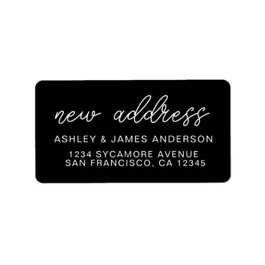 Wir haben Schwarz-weiße neue Adresse verschoben Adressaufkleber (Vorne)
