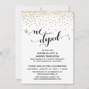 Wir haben Script, Gold Confetti, Empfang Einladung