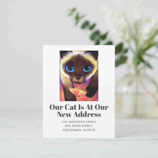 Wir haben Siam Cat Pet Script verschoben Neue Zuha Ankündigung (Stehend Vorderseite)