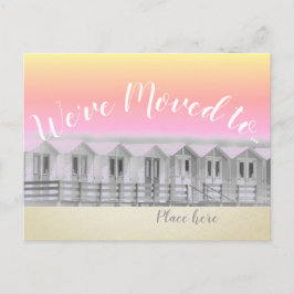 "Wir haben" Sonnenuntergangstrandhütte durch Ankündigungspostkarte