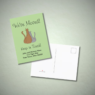 Wir haben Tabby Cats Green verschoben Ankündigungspostkarte