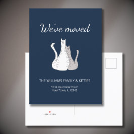 Wir haben Tabby Cats Navy Blue Moving Ankündigungspostkarte