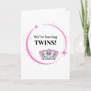 Wir haben Twins Girls Pink Birth Ankündigung