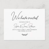 Wir haben Typografie Script neu verschoben Zuhause Ankündigungspostkarte (Vorderseite)