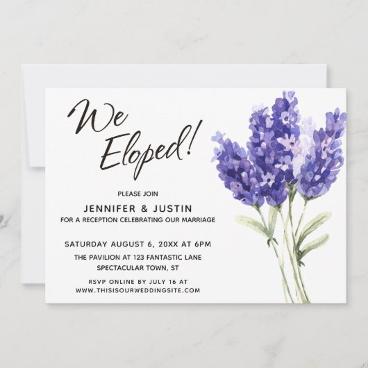 Wir haben Typografie Watercolor Lavender Blume Einladung (Vorderseite)