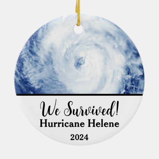 Wir haben überlebt! Hurrikan Helene 2024 Keramik Ornament (Hinten)