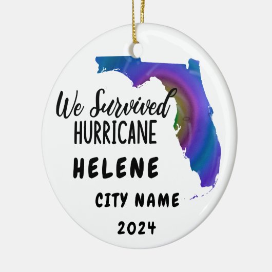 Wir haben überlebt! Hurrikane Helene Florida und S Keramik Ornament (Links)