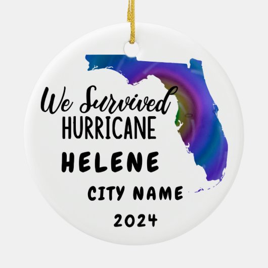 Wir haben überlebt! Hurrikane Helene Florida und S Keramik Ornament (Hinten)