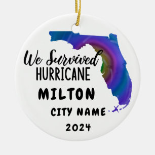 Wir haben überlebt! Hurrikane Milton Florida und N Keramik Ornament