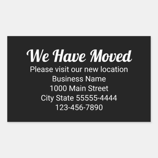 Wir haben umgezogen Bitte besuchen Sie unsere neue Rechteckiger Aufkleber (Vorderseite)