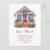 Wir haben uns bewegt | 4. Juli Neue Zuhause Moving Ankündigungspostkarte (Vorderseite)