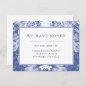 Wir haben uns bewegt | Ankündigung über die Blaue Postkarte (Vorne/Hinten)