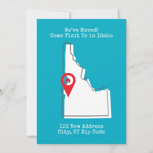 Wir haben uns bewegt! Besuchen Sie uns in Idaho Ankündigung (Vorderseite)