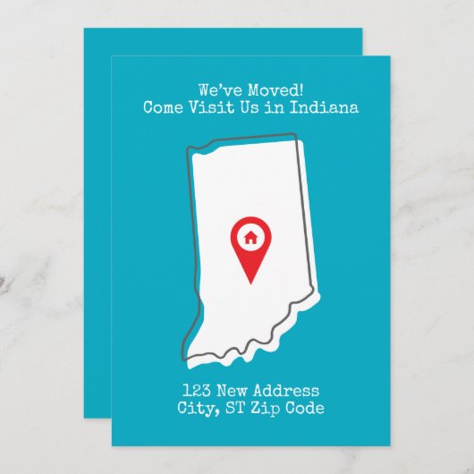 Wir haben uns bewegt! Besuchen Sie uns in Indiana Ankündigung (Vorne/Hinten)