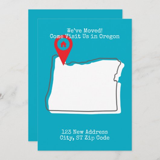 Wir haben uns bewegt! Besuchen Sie uns in Oregon Ankündigung (Vorne/Hinten)