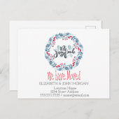 Wir haben uns bewegt, blauer Kranz, seien Sie froh Ankündigungspostkarte (Vorne/Hinten)