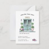 Wir haben uns bewegt | Blue Door Announcement Card Mitteilungskarte (Vorderseite)