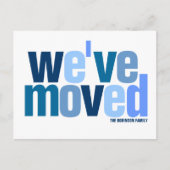 Wir haben uns bewegt (Coole Farben) Ankündigungspostkarte (Vorderseite)