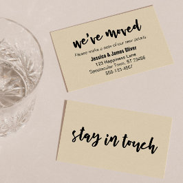 "Wir haben uns bewegt" einfache, feine Typografie, Visitenkarte