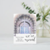 Wir haben uns bewegt| Fenster Wasserfarbe| Neue An Ankündigungspostkarte (Stehend Vorderseite)