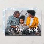 Wir haben uns bewegt | Foto und Blaue Botanikale Ankündigung (Vorne/Hinten)