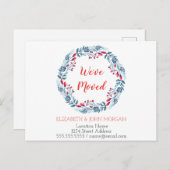 Wir haben uns bewegt, Holiday Blue Kranz, neue Adr Ankündigungspostkarte (Vorne/Hinten)