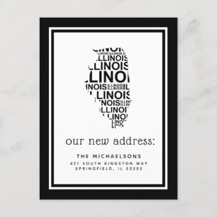 Wir haben uns bewegt   Illinois Typografie Feiertagspostkarte