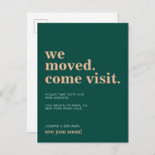 Wir haben uns bewegt kommen Besuch dunkelgrüner Be Ankündigungspostkarte (Vorne/Hinten)