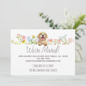 Wir haben uns bewegt! Labrador Puppy Floral Moving Ankündigung (Stehend Vorderseite)