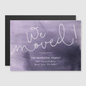 Wir haben uns bewegt! Lila, handgeschriebenes neue Magnetkarte (Vorne/Hinten)
