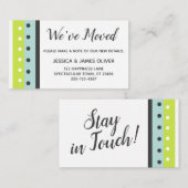 "Wir haben uns bewegt" Limone, blaue und dunkelgra Begleitkarte (Vorne/Hinten)