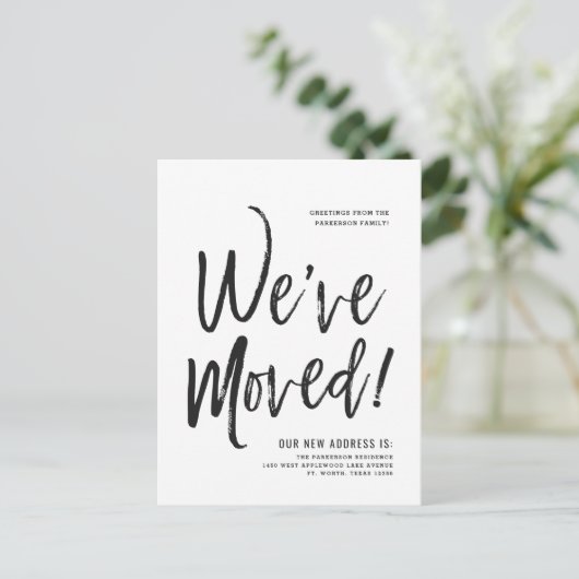 Wir haben uns bewegt | Minimal neue Adresse Postka Postkarte (Stehend Vorderseite)