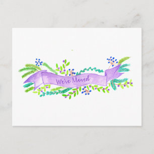 Wir haben uns bewegt/neue Adresse, Aquarellwein We Postkarte