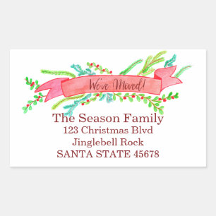 Wir haben uns bewegt/neue Adresse, Aquarellwein We Rechteckiger Aufkleber