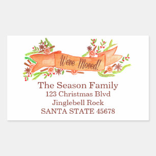 Wir haben uns bewegt/neue Adresse, Aquarellwein We Rechteckiger Aufkleber