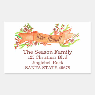 Wir haben uns bewegt/neue Adresse, Aquarellwein We Rechteckiger Aufkleber