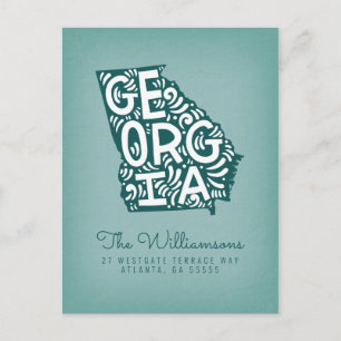 Wir haben uns bewegt   Neue Adresse   Georgia Postkarte