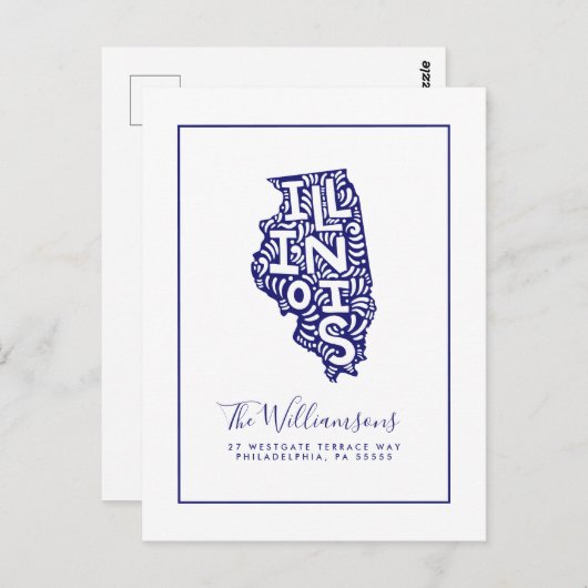 Wir haben uns bewegt | Neue Adresse | Illinois Postkarte (Vorne/Hinten)